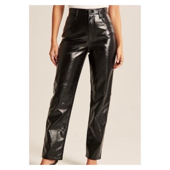 Abercrombie & Fitch The 90s Straight Ultra High Rise Curve Love Vinyl Pants 33 - Picture 1 of 6